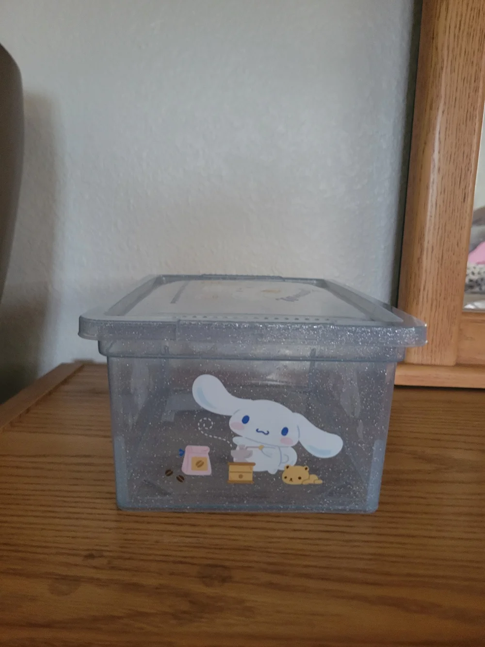 Cinnamoroll Light Blue Glitter Storage Box with Snap Closure Lid